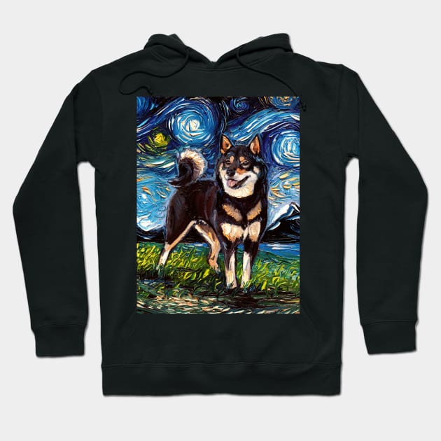 Black and Tan Shiba Inu Night Hoodie by sagittariusgallery